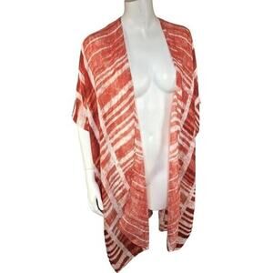 Save the Ocean Sustainable Striped Animal Print Kimono‎ One-Size Burnt-Red NWT